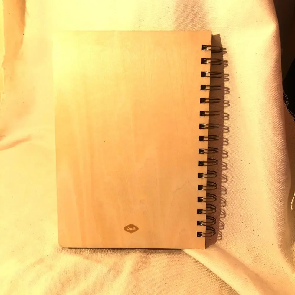 Denik NWT 130 Lined Pages Spiral Bound Wooden Notebook 8.75x6.125